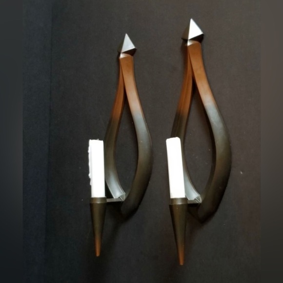 Vintage Wall Sconce candle holders Tear Drop shape Syroco Dart USA MCM - Picture 1 of 10